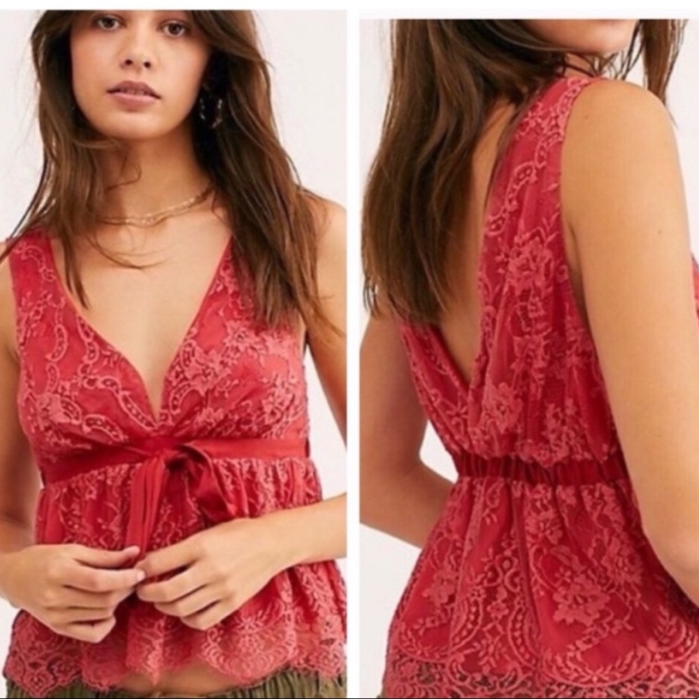 Free People Chante Lace Tank Frenchie Kiss